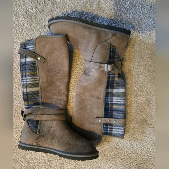 UGG Shoes - UGG Plaid Suede Riding Boots Size 7